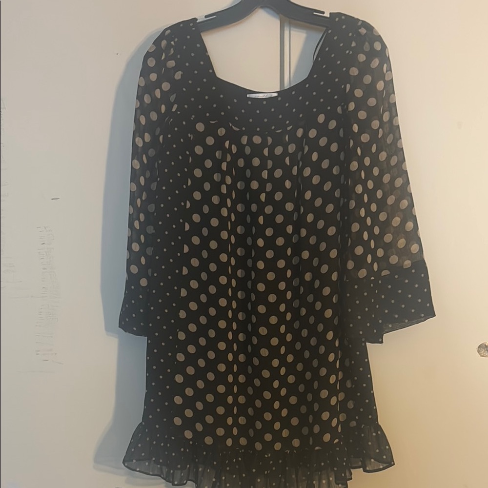 Target Black and Tan Polka Dot Mini Dress